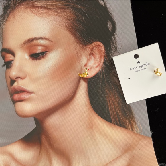 Kate Spade Crystal Duck Earrings -🆕 - Picture 5 of 7